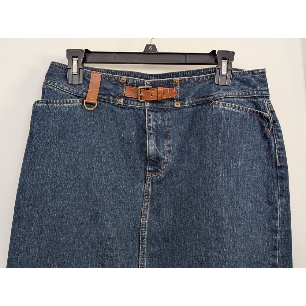 Lauren Ralph Lauren Jeans Co Denim Knee Length Pencil Skirt 6 Faux Belt D-ring - Picture 3 of 12